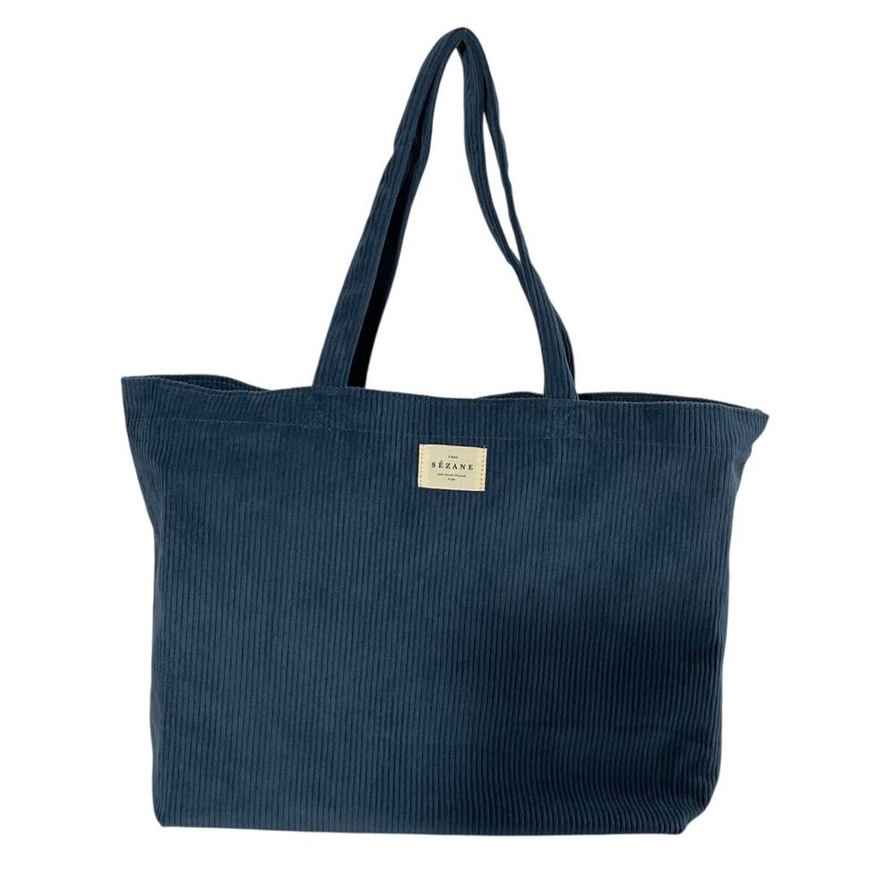 Sezane Corduroy Blue Tote Bag